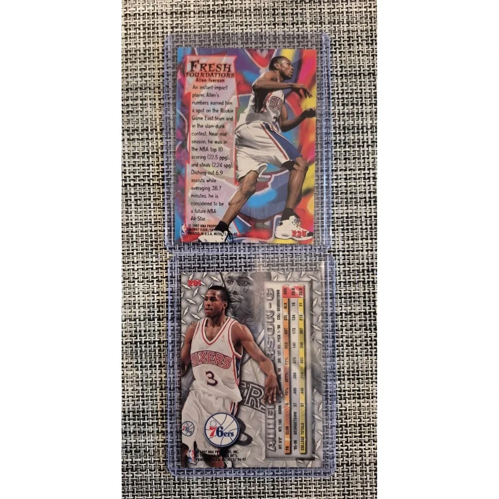 Allen Iverson Lot of 6 Rookie & RC Inserts - Fleer Metal, Z Force, Skybox 76ers